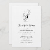 Champagne Drawing Minimalist New Year's Eve Party Kaart (Voorkant / Achterkant)