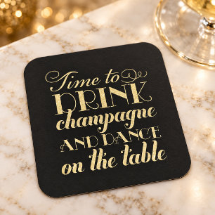 Champagne drinken en Black Gold bruiloft dansen Kartonnen Onderzetters