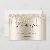 Champagne Drip Glitter Bruiloft Bedankkaart (Voorkant)