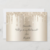 Champagne Drip Glitter word m'n Bridesmaid. Kaart (Voorkant)