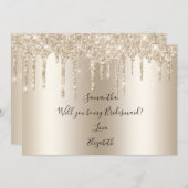 Champagne Drip Glitter word m'n Bridesmaid. Kaart (Voorkant / Achterkant)