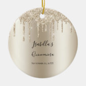 Champagne Dripping Glitter Elegant Quinceanera Keramisch Ornament (Voorkant)