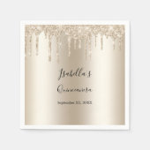 Champagne Dripping Glitter Elegant Quinceanera Servet (Voorkant)
