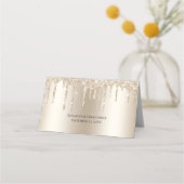 Champagne Dripping Glitter Elegante bruiloft Plaatskaartje (Achterkant)