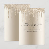 Champagne Dripping Glitter Formal Wedding Bedankkaart (Voorkant / Achterkant)