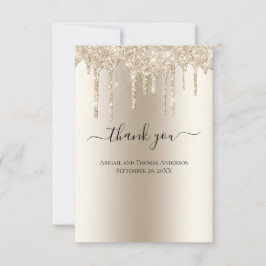 Champagne Dripping Glitter Formal Wedding Bedankkaart