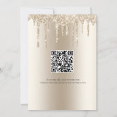 Champagne Dripping Glitter QR Code Weddenschap Save The Date (Achterkant)