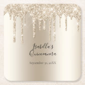 Champagne Dripping Glitter Quinceanera Kartonnen Onderzetters (Voorkant)