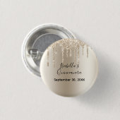 Champagne Dripping Glitter Quinceanera Verjaardag Ronde Button 3,2 Cm (Voorkant /achterkant)