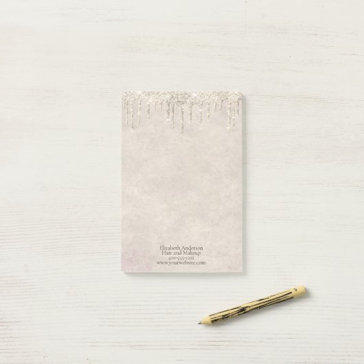 Champagne Dripping Glitter Trendy Glam Stylish Post-it® Notes (Op bureau)
