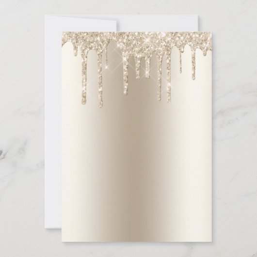 Champagne Dripping Glitter Trendy Glam Wedding Save The Date (Achterkant)