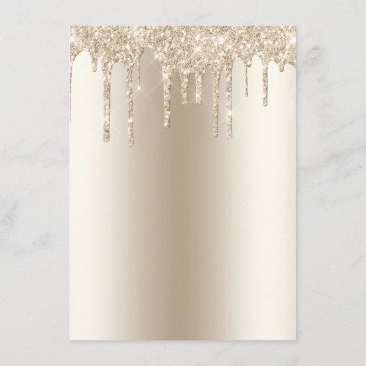 Champagne Dripping Glitter Wedding Reception Informatiekaartje (Achterkant)