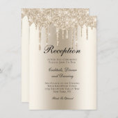 Champagne Dripping Glitter Wedding Reception Informatiekaartje (Voorkant / Achterkant)