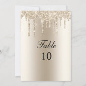 Champagne Dripping Glitter Wedding Table Number Kaart (Achterkant)