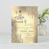 Champagne Drips Brunch & Bubbly Bruiloftsborrel Kaart (Staand voorkant)