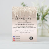 Champagne Driving Glitter Business Bedankkaart (Staand voorkant)