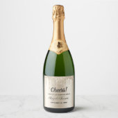 Champagne druipende glitters bruiloft glamour sparkling wijnetiket (Voorkant)