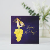 Champagne Druiven Feestdagenkaart (Staand voorkant)