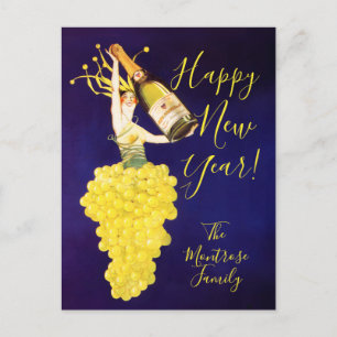 Champagne Druiven Nieuwjaar  Feestdagenkaart