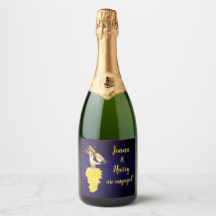 Champagne Druiven Verlovingsaankondiging Sparkling Wijnetiket