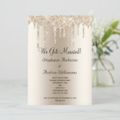 Champagne druppelende glitter Elopement Ontvangst Aankondiging (Staand voorkant)