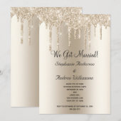 Champagne druppelende glitter Elopement Ontvangst Aankondiging (Voorkant / Achterkant)