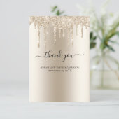 Champagne druppelende glitter formele trouw bedankkaart (Staand voorkant)