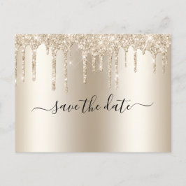 Champagne druppelende glitter trendy glamour bruil aankondigingskaart