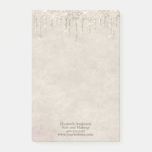 Champagne druppelende glitter trendy glamoureuze s post-it® notes (Voorkant)