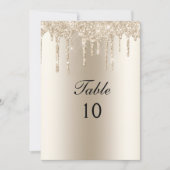 Champagne druppelende glitters Huwelijk Tafelnumme Kaart (Voorkant)