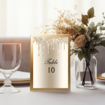 Champagne druppelende glitters Huwelijk Tafelnumme