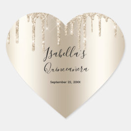 Champagne druppelt glitters elegante Quinceanera Hart Sticker