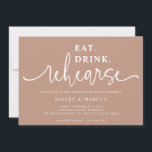 Champagne Eat Drink Rehearsal Dinner Kaart<br><div class="desc">Deze simpele uitnodiging voor een repetitief diner is de perfecte manier om familie en vrienden uit te nodigen voor je repetitieve diner!</div>