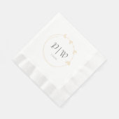 Champagne Eenvoudige Hart Krans Monogram Huwelijk Servet (Hoek)