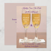 Champagne Eenvoudige Trouwringen Save The Date (Voorkant / Achterkant)