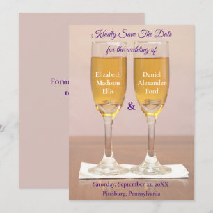 Champagne Eenvoudige Trouwringen Save The Date