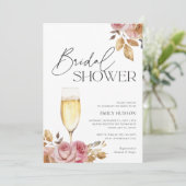 Champagne Elegant Bloemen Vrijgezellenfeest Kaart (Staand voorkant)