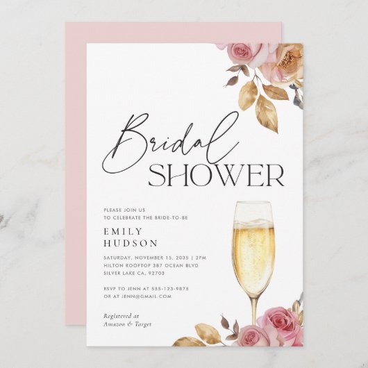 Champagne Elegant Bridal Shower Kaart (Voorkant / Achterkant)