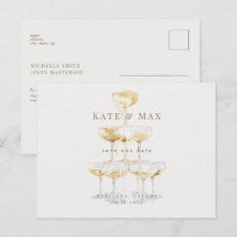 Champagne Elegant Cream Bruiloft Save the Date Briefkaart
