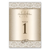 Champagne Elegant Metallic Glitter Damask Wedding Kaart (Achterkant)