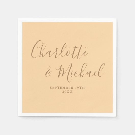 Champagne Elegant Signature Script Wedding Servet (Voorkant)