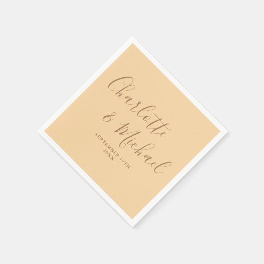 Champagne Elegant Signature Script Wedding Servet (Hoek)