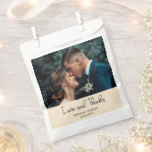 Champagne Elegant Wedding Love and Thanks Photo Bedankzakje (Geknipt)