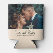 Champagne Elegant Wedding Love and Thanks Photo Blikjeskoeler (Voorkant)