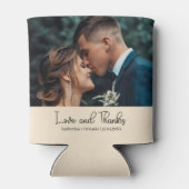 Champagne Elegant Wedding Love and Thanks Photo Blikjeskoeler (Achterkant)