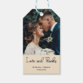 Champagne Elegant Wedding Love and Thanks Photo Cadeaulabel (Voorkant)