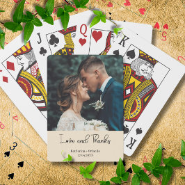 Champagne Elegant Wedding Love and Thanks Photo Pokerkaarten