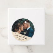 Champagne Elegant Wedding Love & Thanks Photo Bedankjes Labels (In situ)