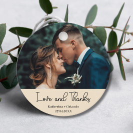 Champagne Elegant Wedding Love & Thanks Photo Bedankjes Labels