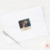 Champagne Elegant Wedding Love & Thanks Photo Vierkante Sticker (Envelop)